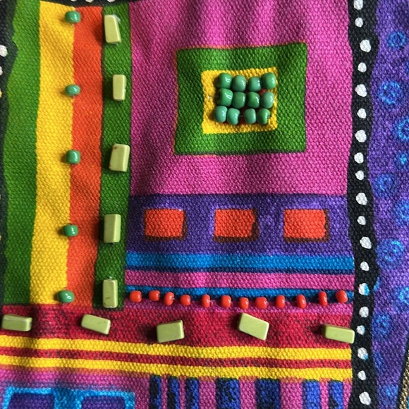 LAUREL BURCH GREEN BEADED ADJUSTABLE CANVAS STRAP CANVAS CROSSBODY BAG - Picture 3 of 15